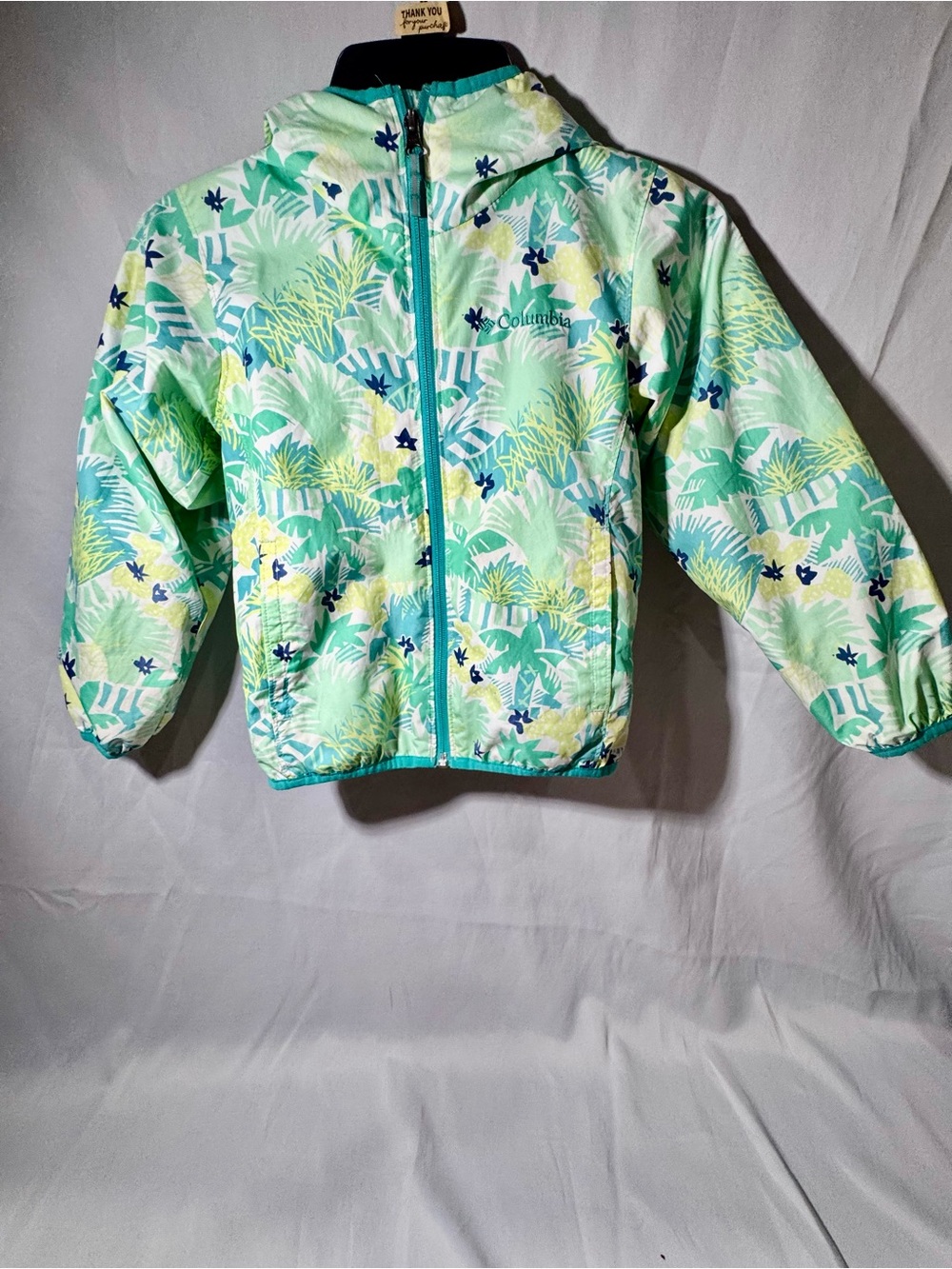 Columbia Kids' Green Tropical Print Fleece Lined Jacket Size XS